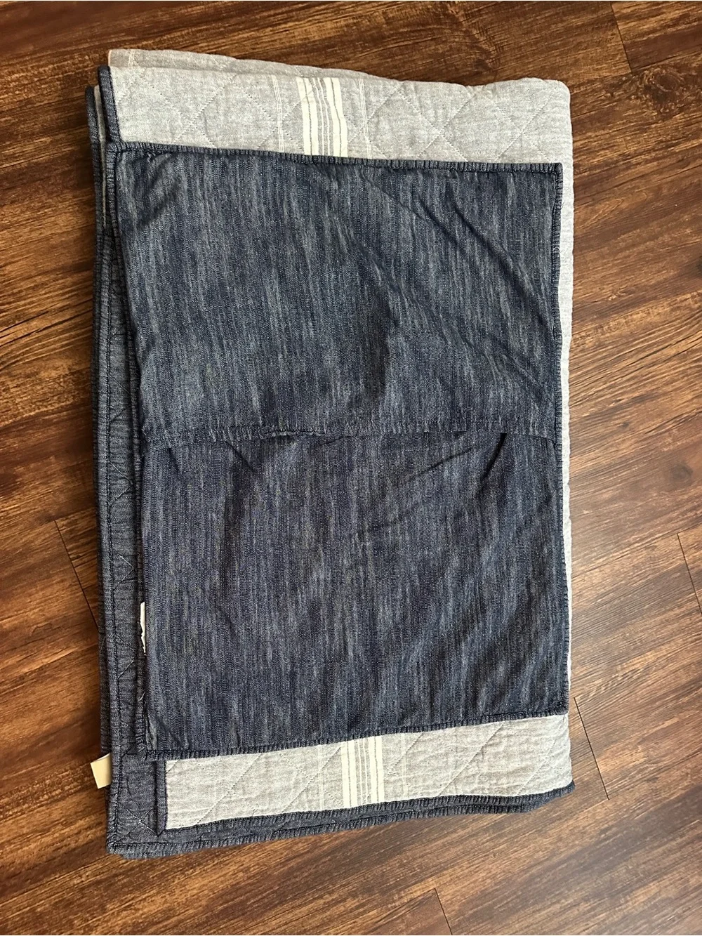 Pottery Barn Teen Twin Quilt Sham Windward Stripe Reversible Gray Blue Bedding